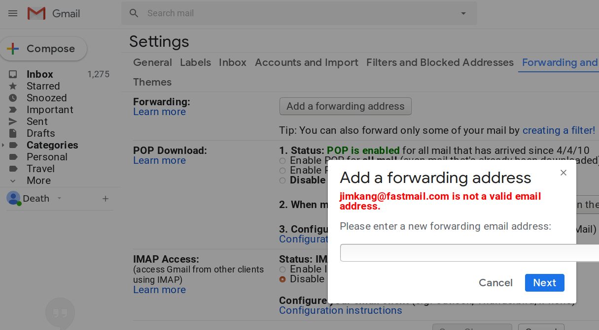 Gmail is shitty about supporting non-Chrome browsers. Earlier, they shipped this animated loading th